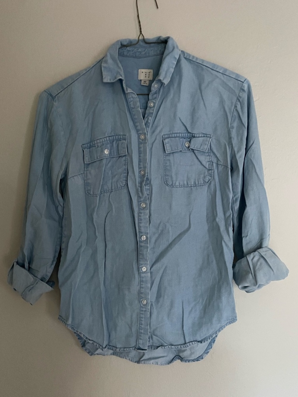 A New Day Super Soft Button Down Chambray Shirt - Light Wash